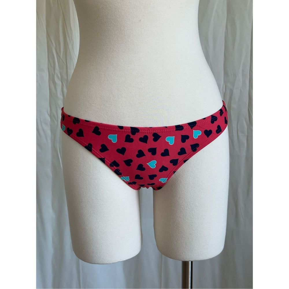 Forever 21 Women's Fuchsia Pink & Black Heart Print Swimwear Bottom Size M